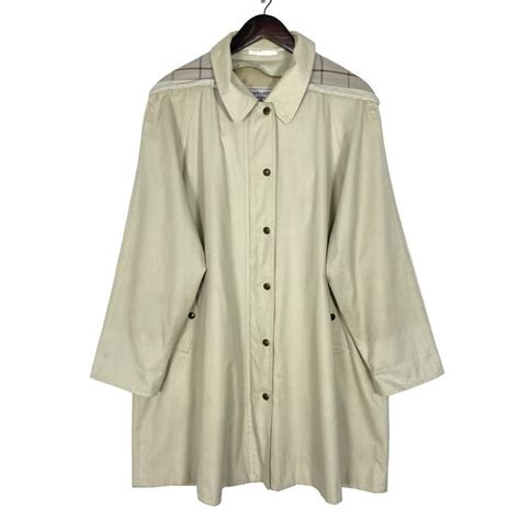 Vintage Burberry Trench Coat Cream Long Coat Button Up 